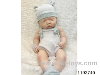 18 inch newborn solid silicone doll with pillow/pacifier/diaper/bottle (baby boy)