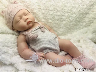 18 inch newborn solid silicone doll with pillow/pacifier/diaper/bottle (baby girl)