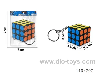 3.5CM dot heat transfer 3rd order Rubik's Cube w/keychain