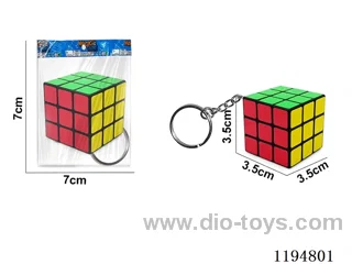 3.5CM Stickers 3rd Order Rubik's Cube w/Keychain