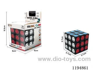 5.7CM 3-step smiley face UV printed Rubik's Cube on black background
