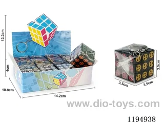 3.5CM Smiley Face Heat Transfer Rubik's Cube w/Keychain