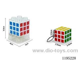 3.5CM Stickers 3rd Order Rubik's Cube w/Keychain