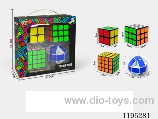 Black Sticker Rubik's Cube + Ruler Set