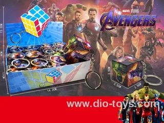 3.5CM Rubik's Cube UV Printed Iron Man Keychain
