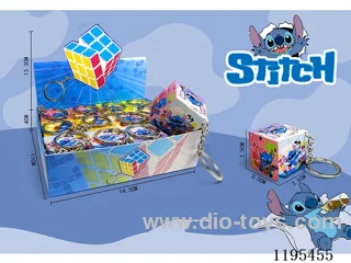 3.5CM Rubik's Cube UV printing Stitch with keychain