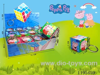 3.5CM Rubik's Cube UV printing Piggy Peach with keychain