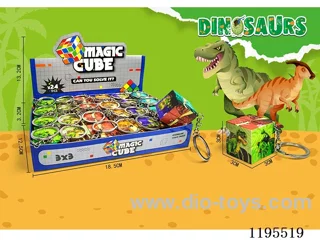 3CM 2nd order Rubik's Cube UV print dinosaur with keychain