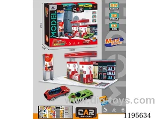 Jigsaw with skidding alloy car (gas station)