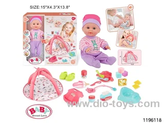 13 inch Fixed Eye Drinking Doll Set with IC