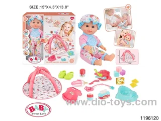 13 inch Fixed Eye Drinking Doll Set with IC