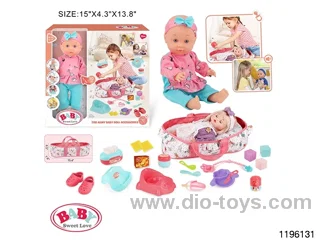 13 inch Fixed Eye Drinking Doll Set with IC
