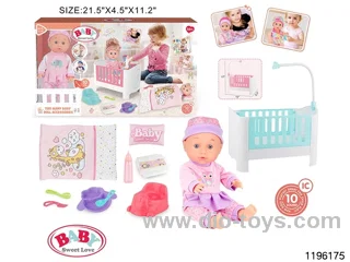 13 inch Fixed Eye Drinking Doll Set with IC