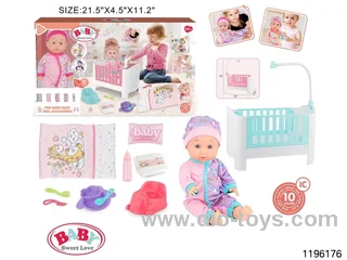13 inch Fixed Eye Drinking Doll Set with IC