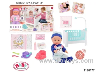 13 inch Fixed Eye Drinking Doll Set with IC