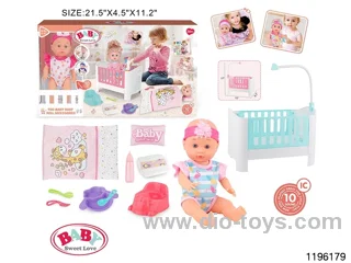 13 inch Fixed Eye Drinking Doll Set with IC
