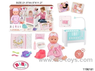 13 inch Fixed Eye Drinking Doll Set with IC