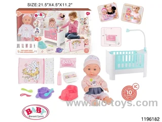 13 inch Fixed Eye Drinking Doll Set with IC