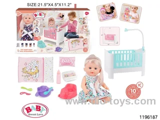 13 inch Fixed Eye Drinking Doll Set with IC