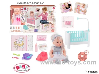 13 inch Fixed Eye Drinking Doll Set with IC