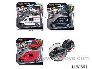 1:48 alloy pull back ambulance/police car/fire truck