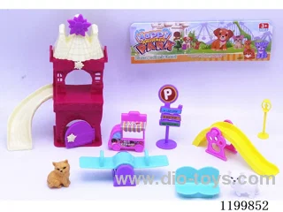 2PCS Kitten Slide Castle Playground Set