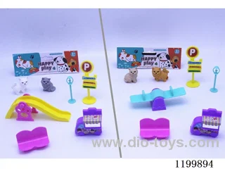 2PCS Cat & Cat Slide/See-Saw Scene Set (2 Mixed Pack)