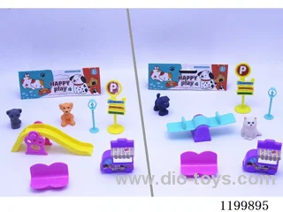 Dog and Cat Combination Slide/Seesaw Scene Set (2 Mixed Pack)