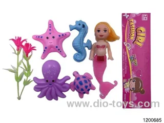 3 inch mermaid with underwater world animals