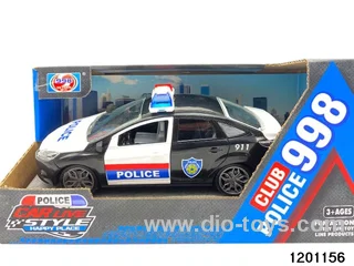 Four doors Friction  Police Car with Light  in Window Box(Black)