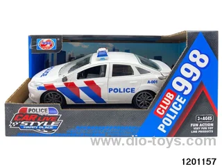 Four doors Friction  Police Car with Light  in Window Box(White)