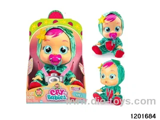 14-inch  baby doll with baby teat/cry/music/water-absoring bottle functions
