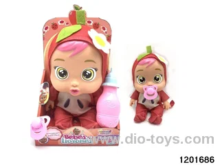 14-inch  baby doll with baby teat/cry/music/water-absoring bottle functions