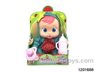10-inch  baby doll with baby teat/cry/music/water-absoring bottle functions