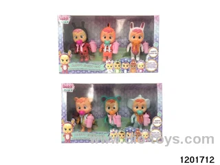 6-inch baby doll with cry function in 3pcs window box