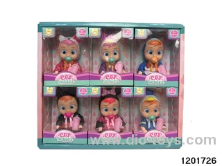 6-inch baby doll with cry function in 6pcs display box