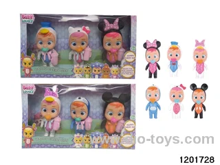5.2-inch baby doll with cry/lights function in 3pcs window box,53 stytle mix