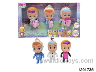 5-inch baby doll with cry function in 3pcs window box