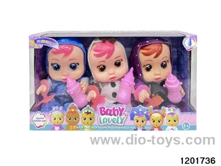 9-inch baby doll with crying function in 3pcs window box