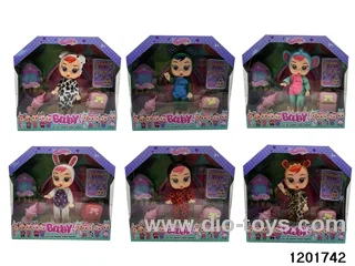 6.5-inch baby doll with samll house/suitcase/baby teat,6 stytle mix