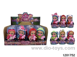 6.5-inch baby doll with baby teat and bottle/ cry /music function(6 ASST in 12PCS Display Box)