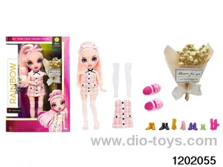10 inch 12 jointed rel body doll set with flowers in window box