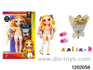 10 inch 12 jointed rel body doll set with flowers in window box