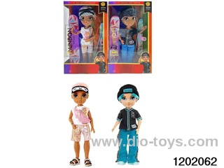 10 inch 12 jointed real body doll set with ski boards and sleds in window box