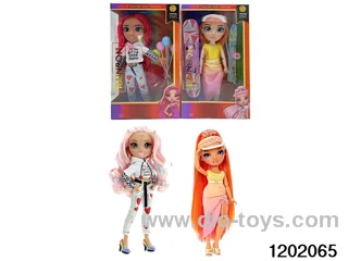 10 inch 12 jointed real body doll set with ski boards and sleds in window box