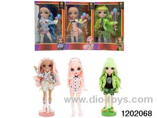 10 inch 12 jointed real body doll set with balloons in  window box