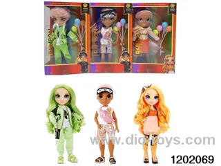 10 inch 12 jointed real body doll set with balloons in  window box