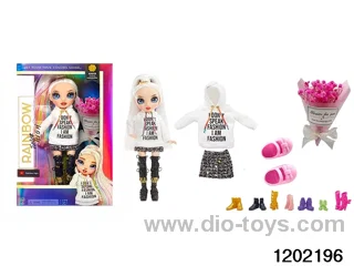 10 inch 12 jointed rel body doll set with flowers in window box