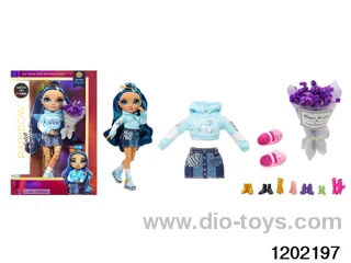 10 inch 12 jointed rel body doll set with flowers in window box