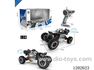 1:14 Full-time 4WD Off-road Climbing Police Car with spray(alloy car shell) 2 colors mixing included battery